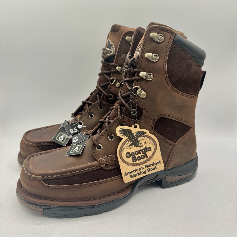 Georgia Athens Waterproof Moc Boots Men's Size 9.5 M Brown Leather